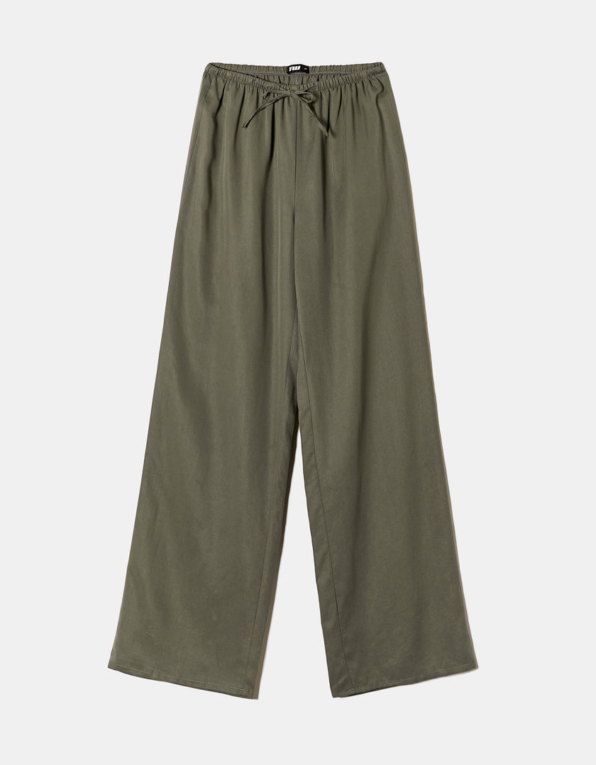 Wide Leg Drawstring Pants | Kaki