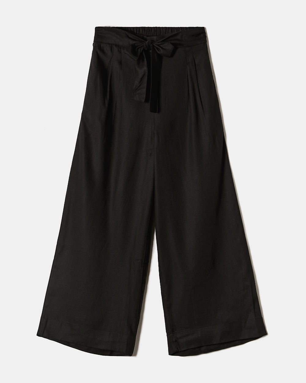 Wide Leg Trousers with Elastic Waist | Black