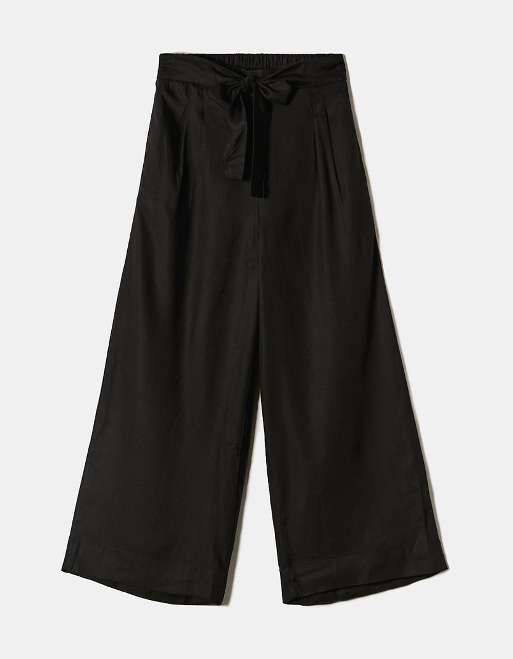 Wide Leg Trousers with Elastic Waist | Black