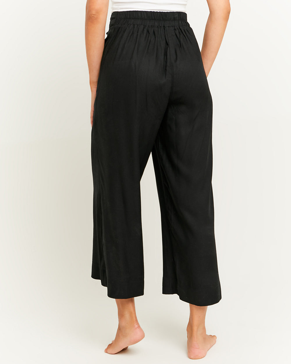 Wide Leg Trousers with Elastic Waist | Black