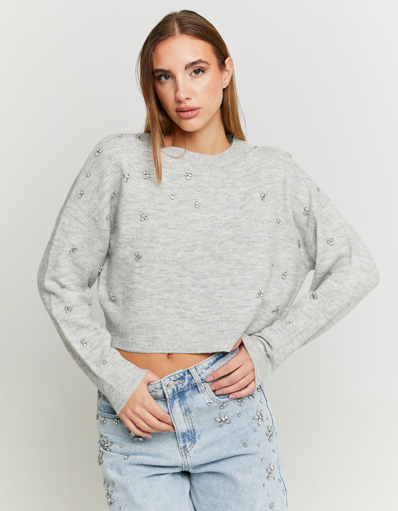 Jumper with Rhinestones | Grey