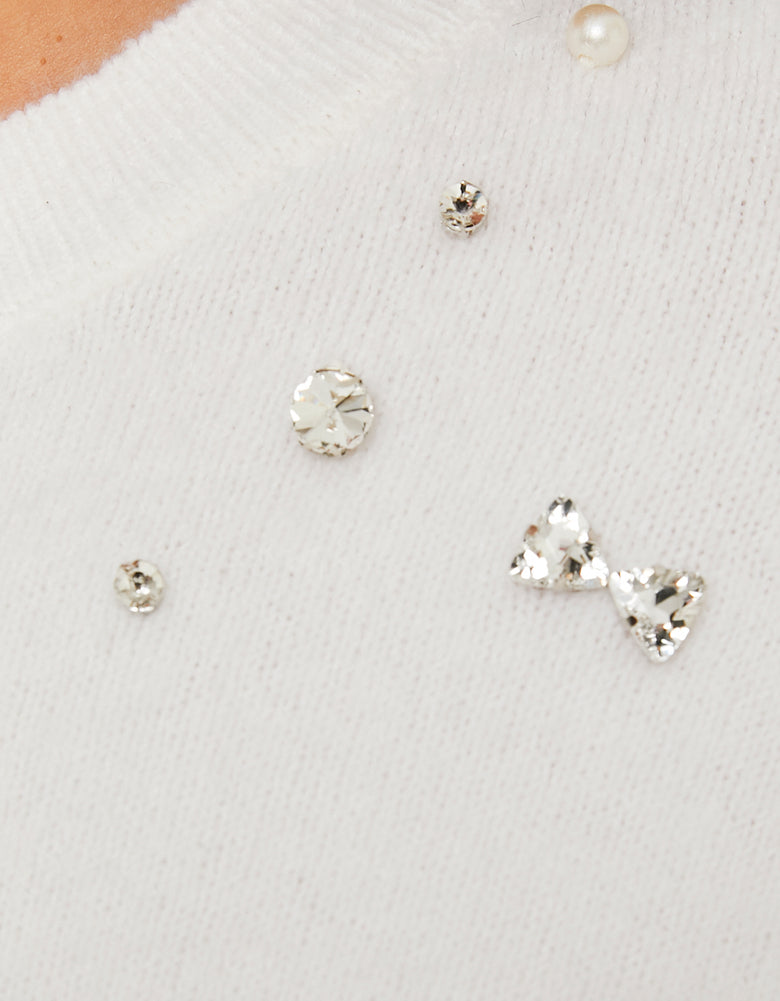 Knit Sweater with Rhinestones | Off White