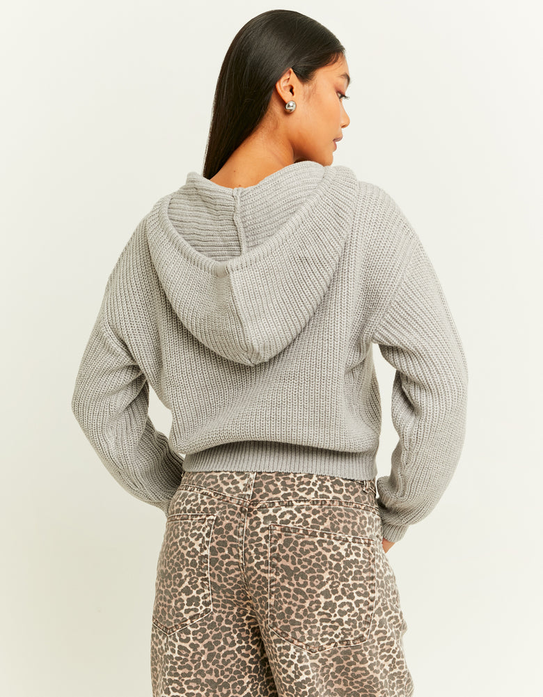 Hooded Knit Jumper | Grey