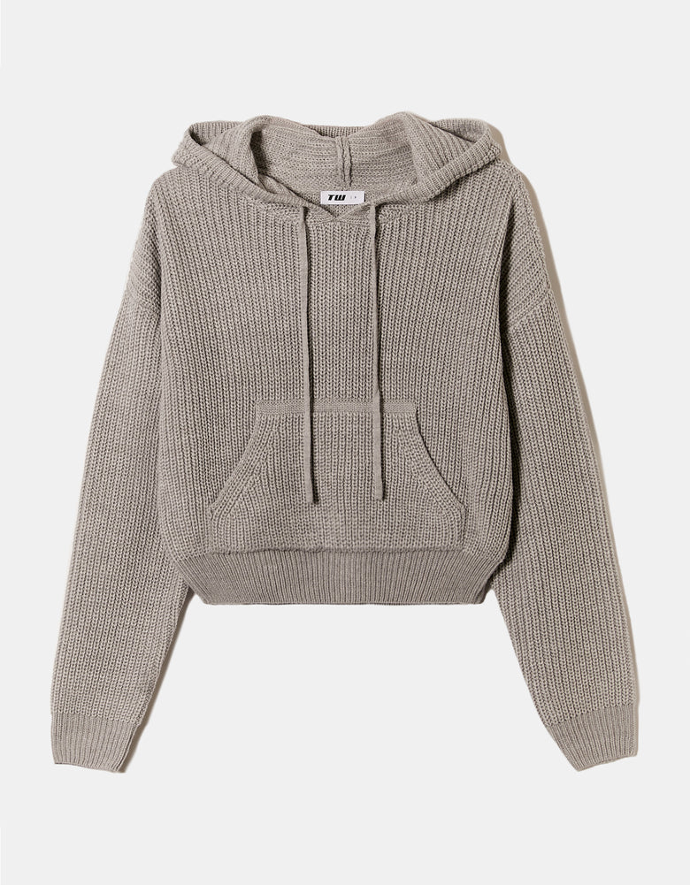 Hooded Knit Jumper | Grey