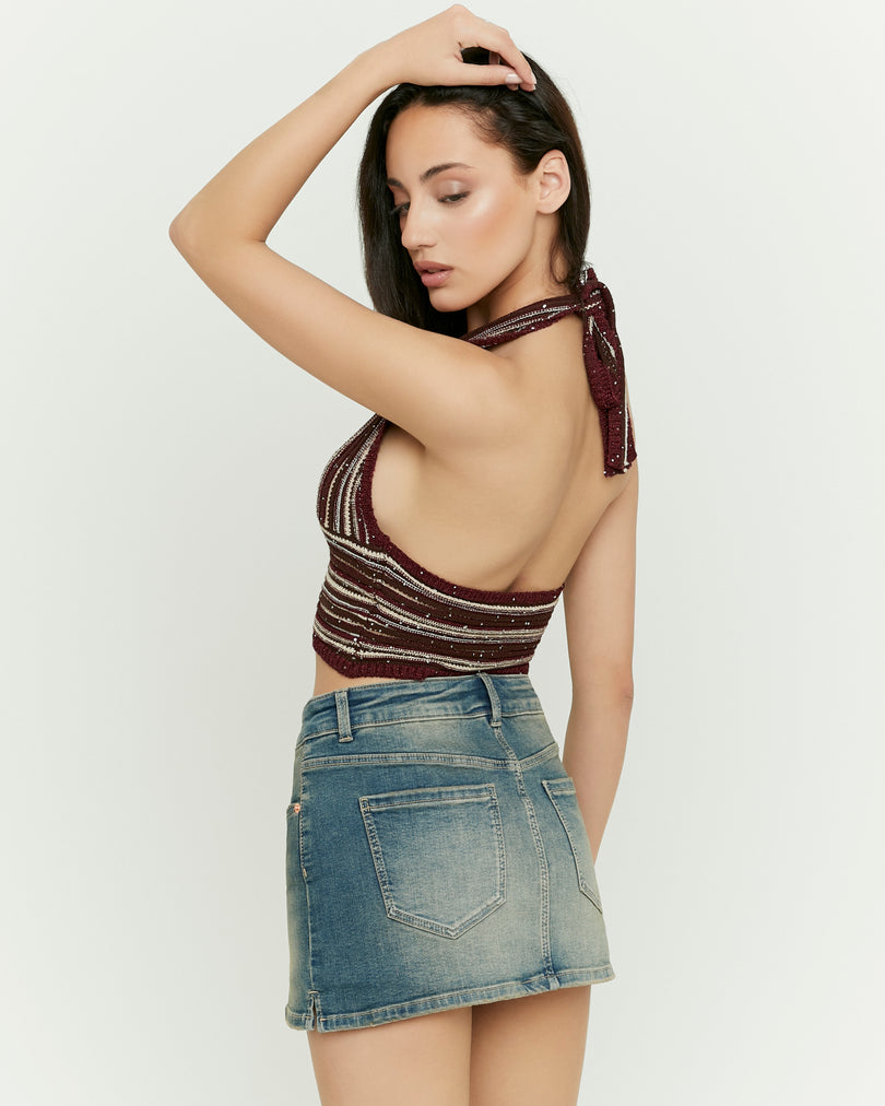 Knit Crop Top with Sequins | Melange