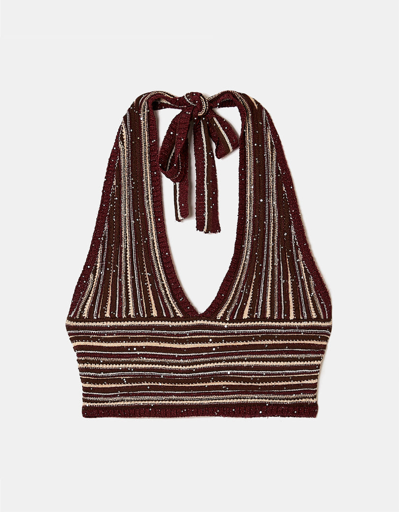 Knit Crop Top with Sequins | Melange