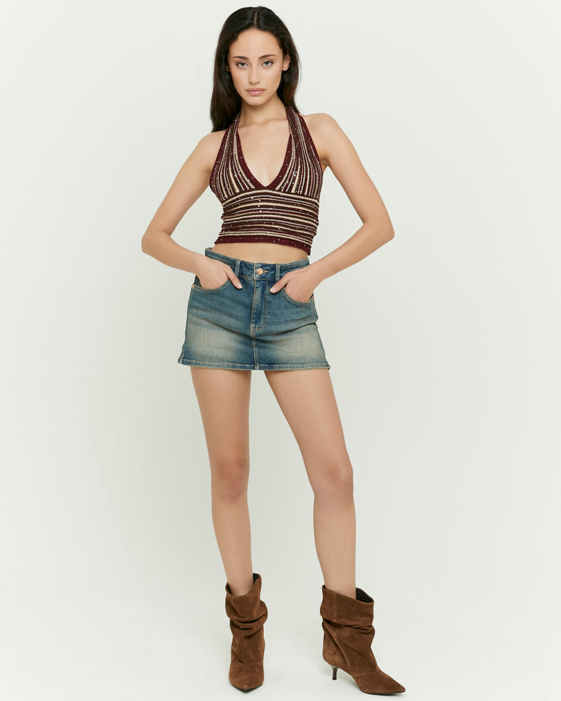 Knit Crop Top with Sequins | Melange