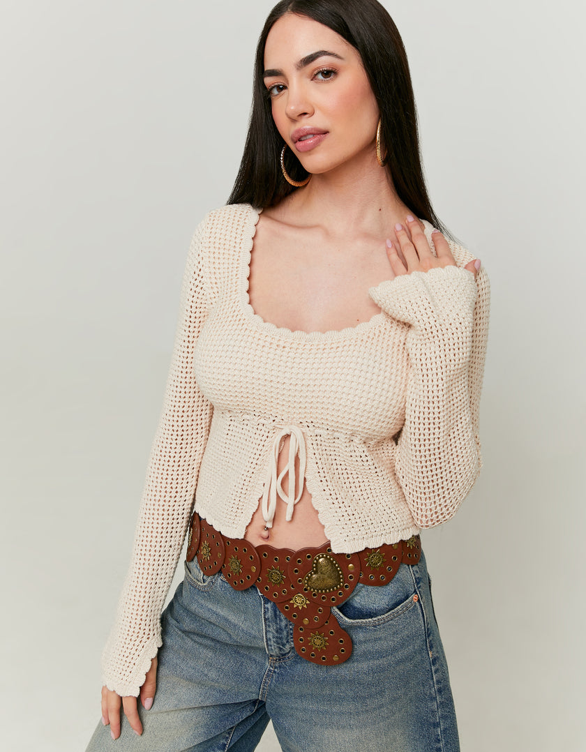 Crochet Cropped Top | Beige