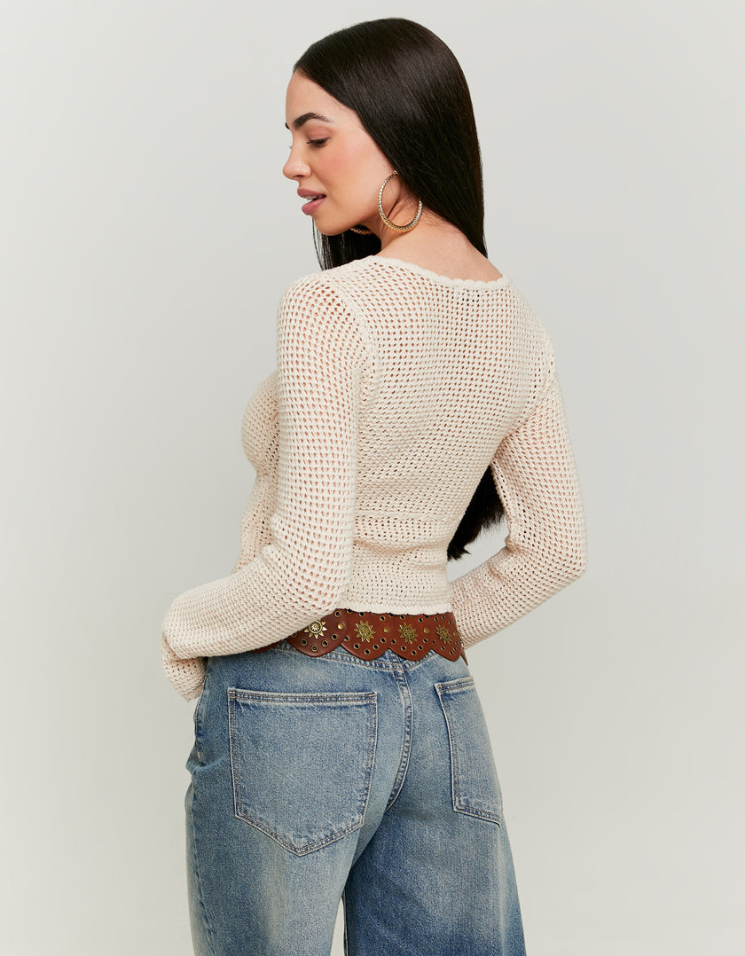 Crochet Cropped Top | Beige