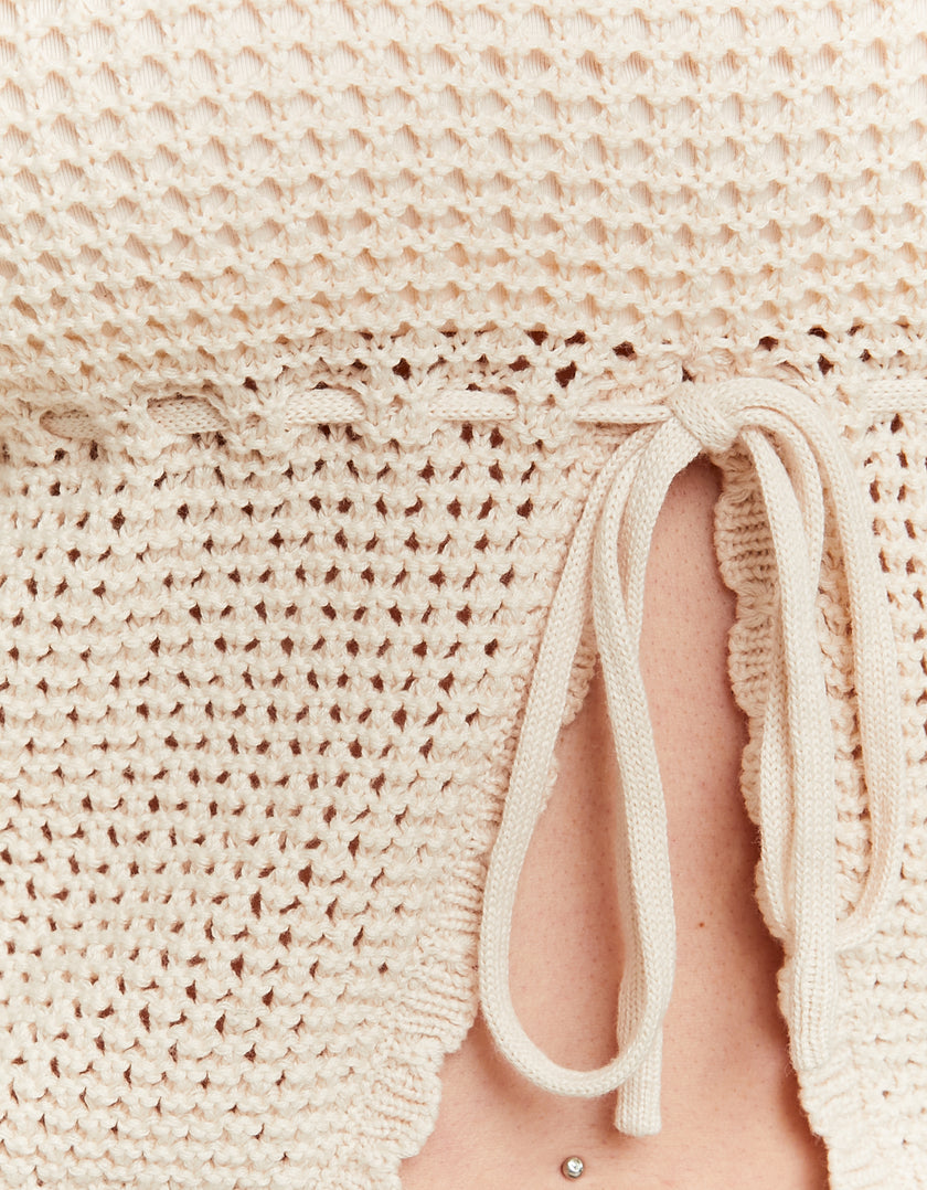 Crochet Cropped Top | Beige