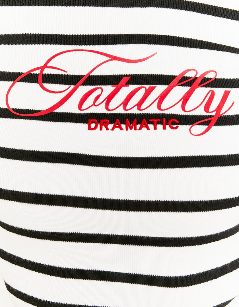 Knitted Top Short Sleeves | Black-Off White