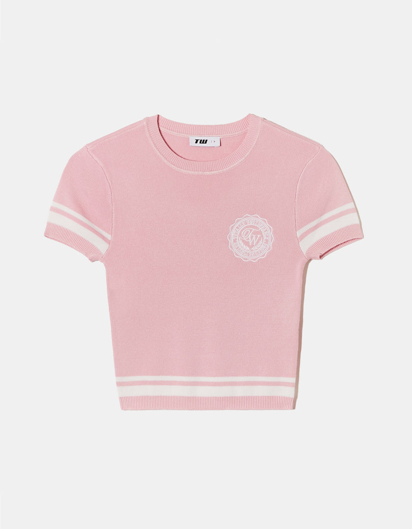 Knitted Top Short Sleeves | Pink