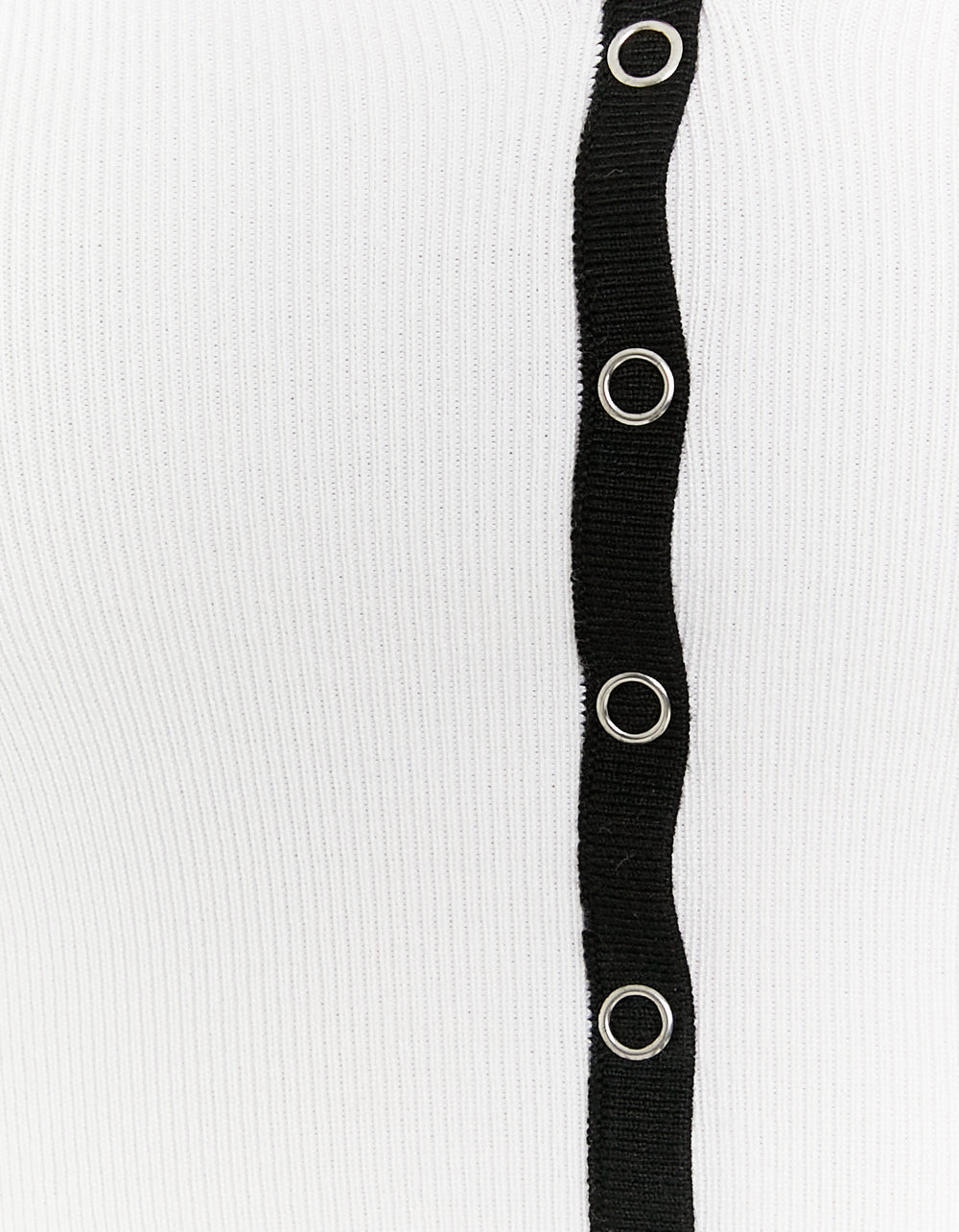 Knitted Polo Top with Contrast Trims | Black-Off White