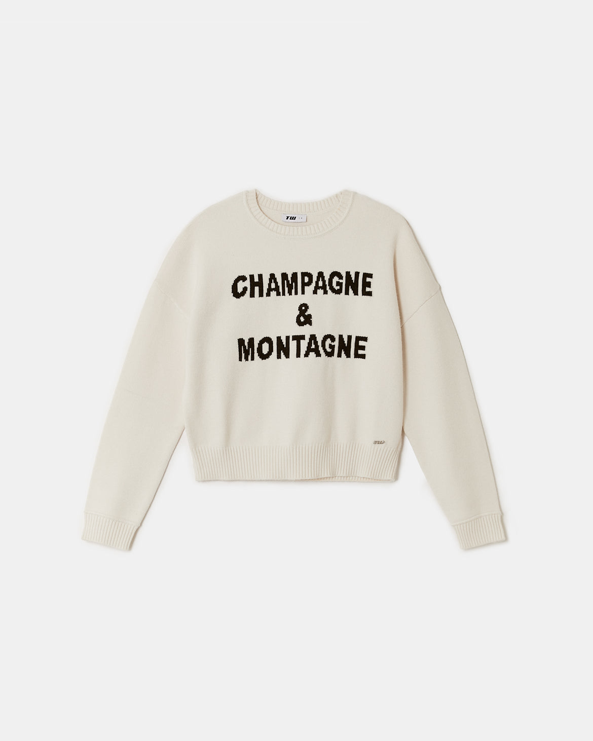 Knitted Jumper with Graphic Detail | Off White