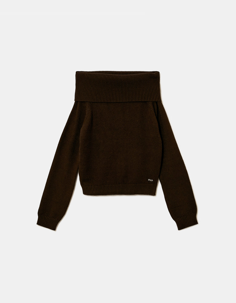 Off Shoulder Jumper | Brown