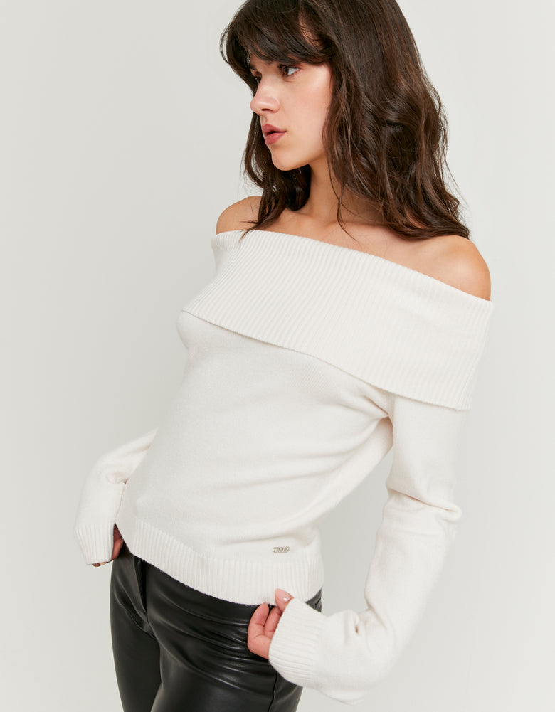Off Shoulder Jumper | Off White