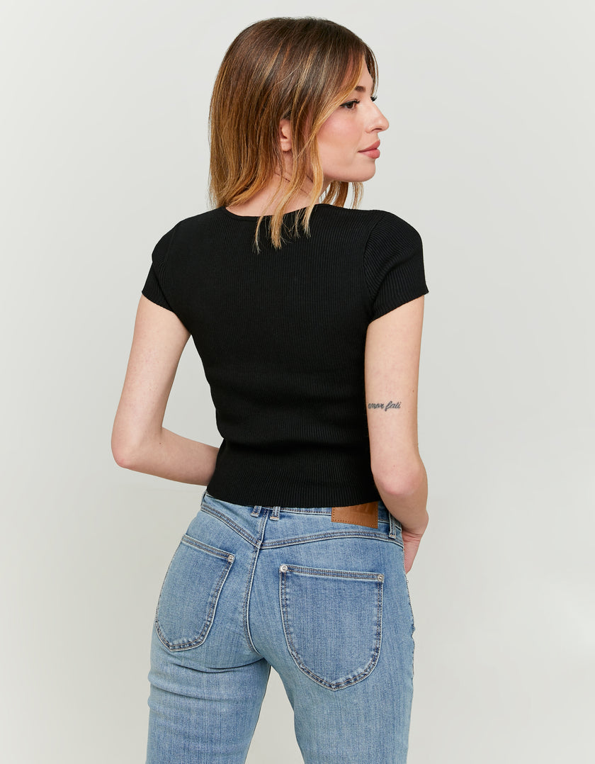 Knitted Top Short Sleeves | Black