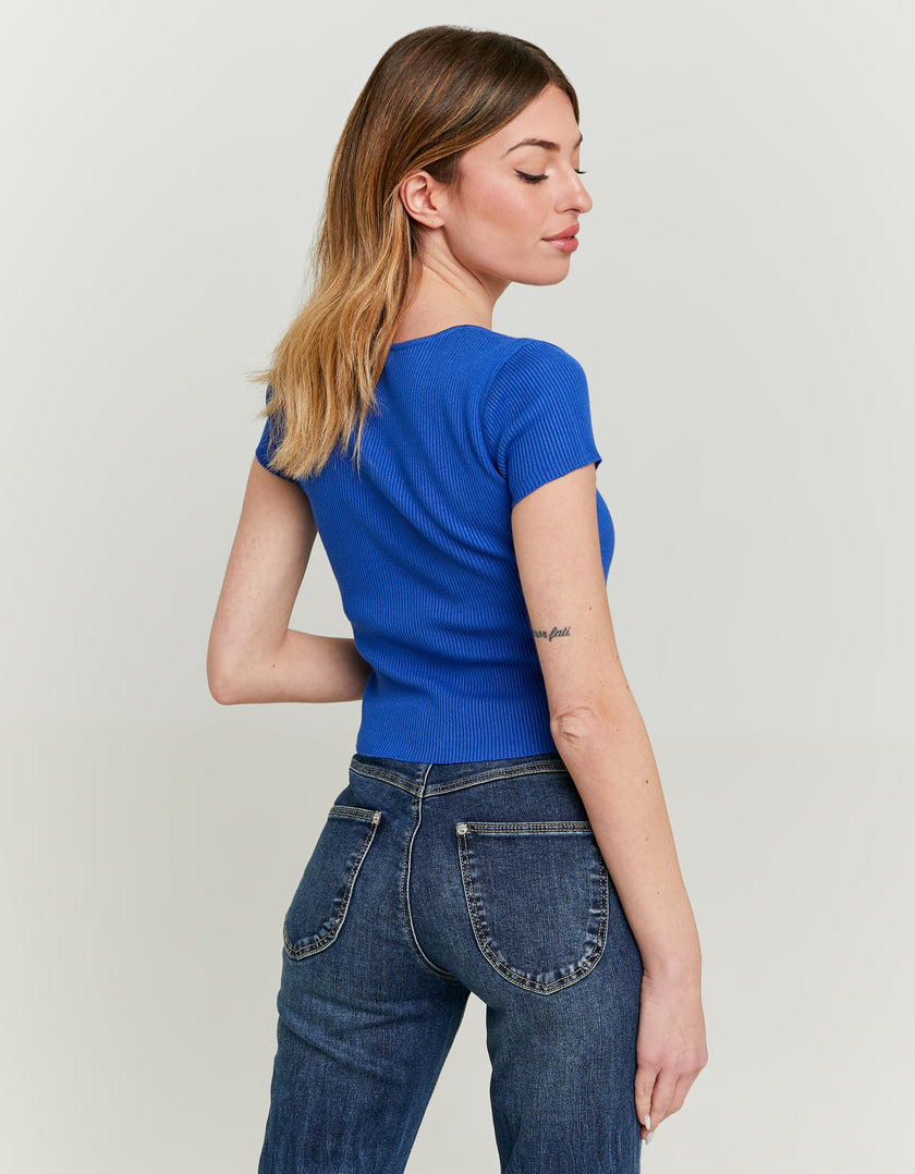 Knitted Top Short Sleeves | Royal Blue