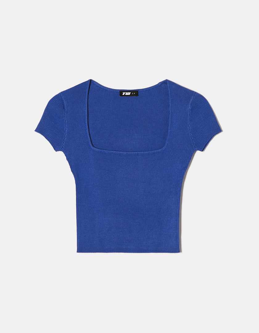 Knitted Top Short Sleeves | Royal Blue