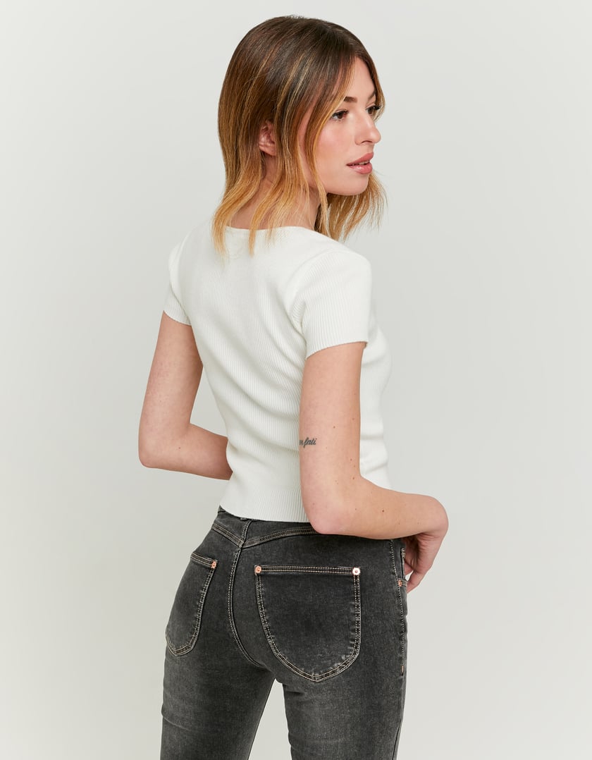 Knitted Top Short Sleeves | Off White