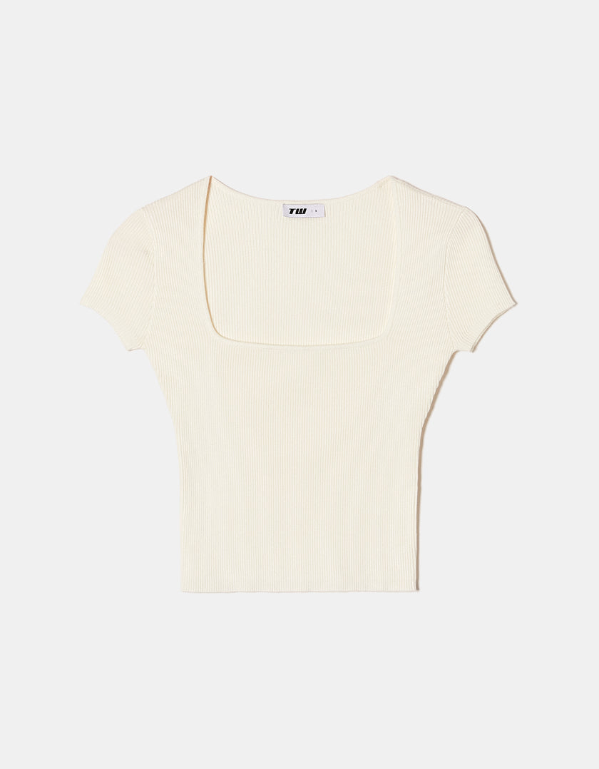 Knitted Top Short Sleeves | Off White