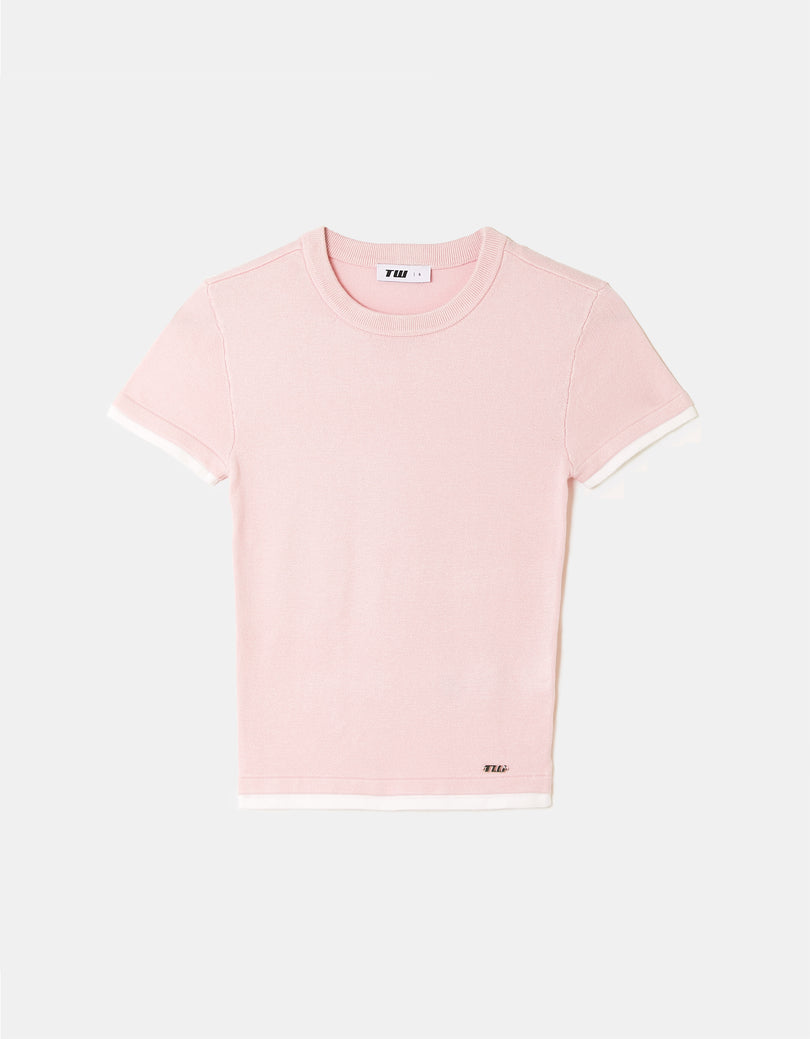 Knitted cropped top | Pink