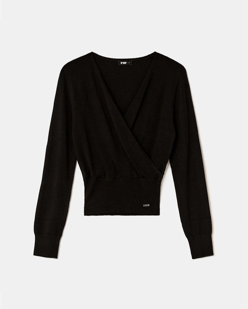 Wrap Knit Jumper | Black