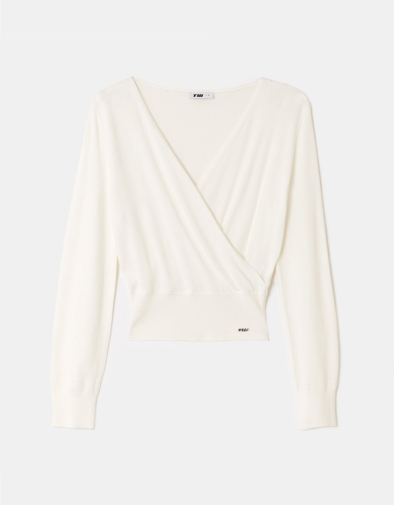 Wrap Knit Jumper | White