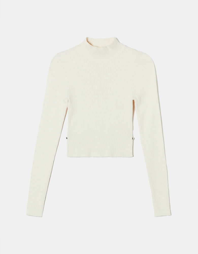Fitted Ribbed Jumper | Off White