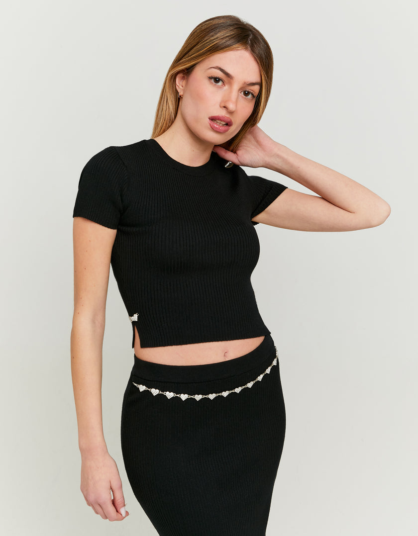 Fitted Jumper Short Sleeves | Black