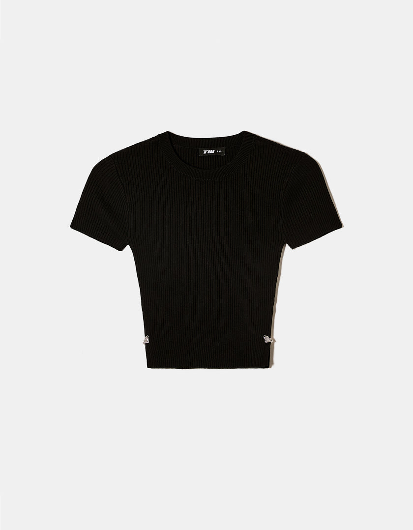 Fitted Jumper Short Sleeves | Black