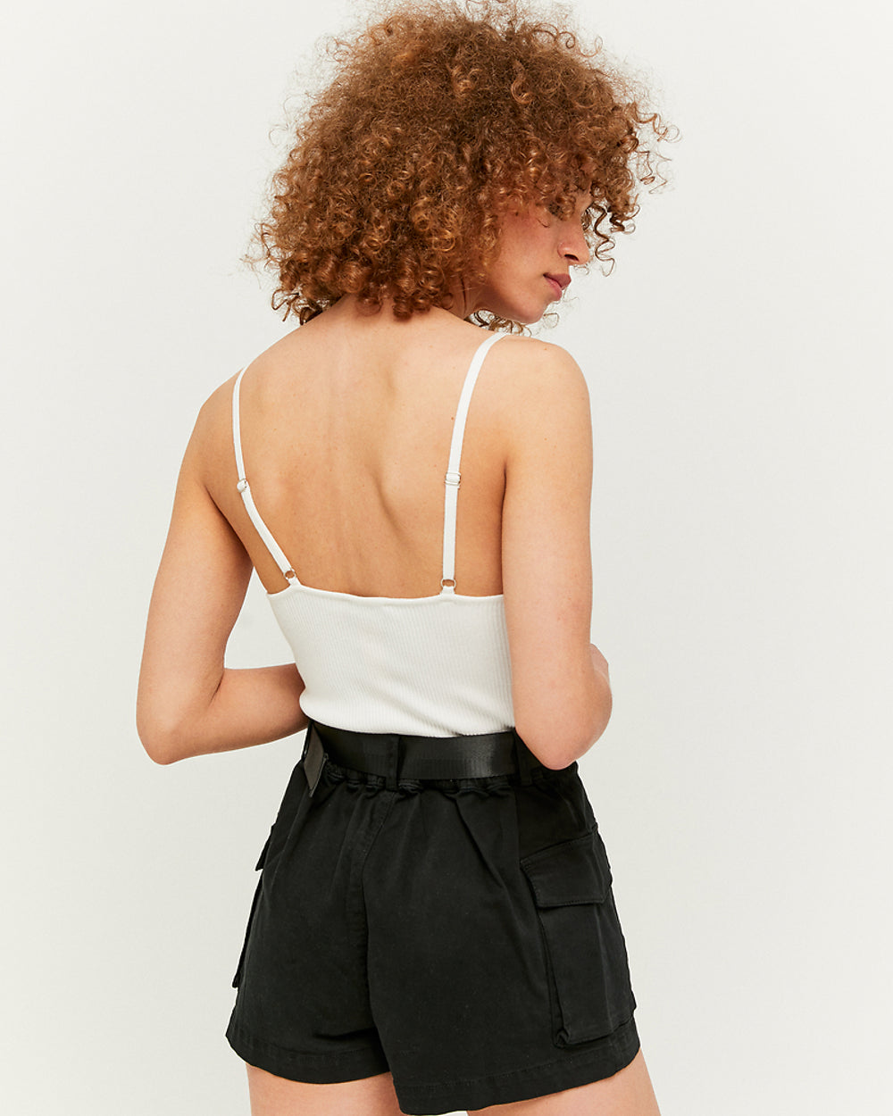 High Waist Belted Cargo Shorts | Black