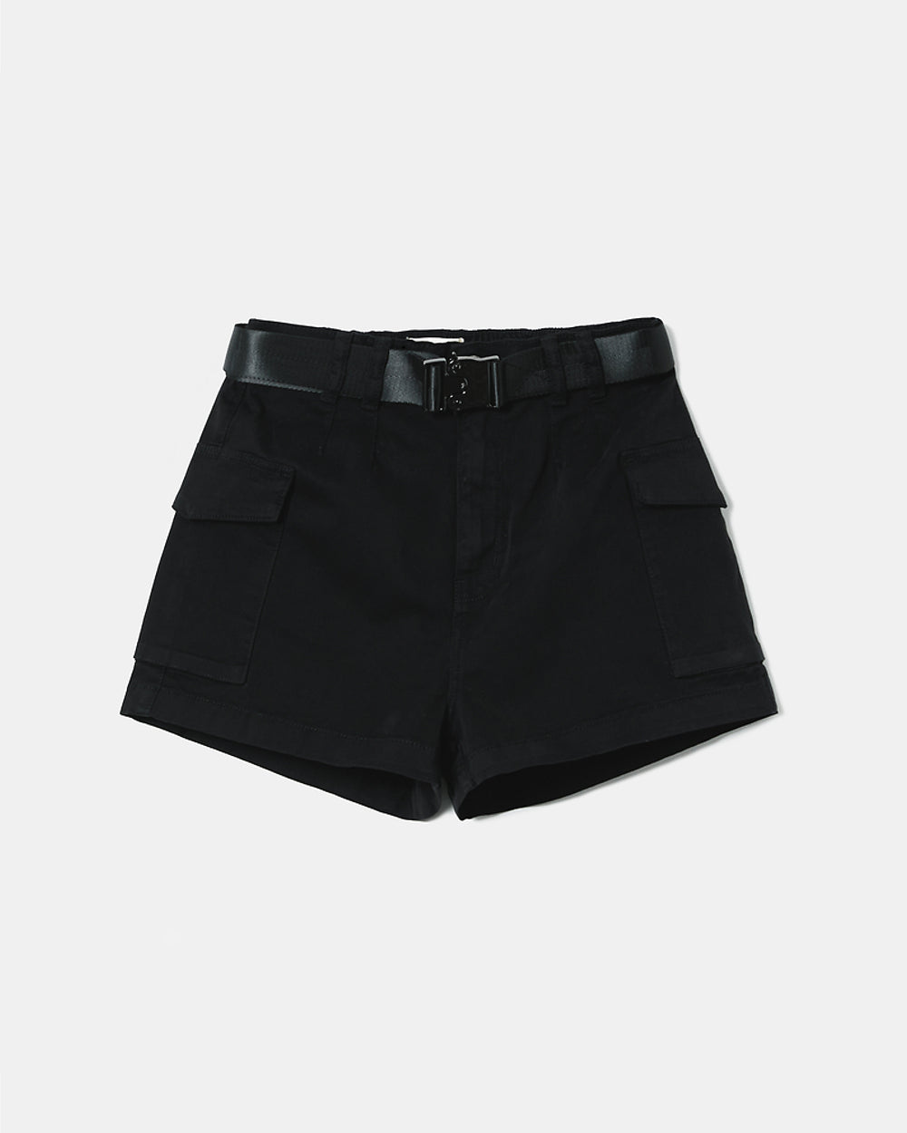 High Waist Belted Cargo Shorts | Black