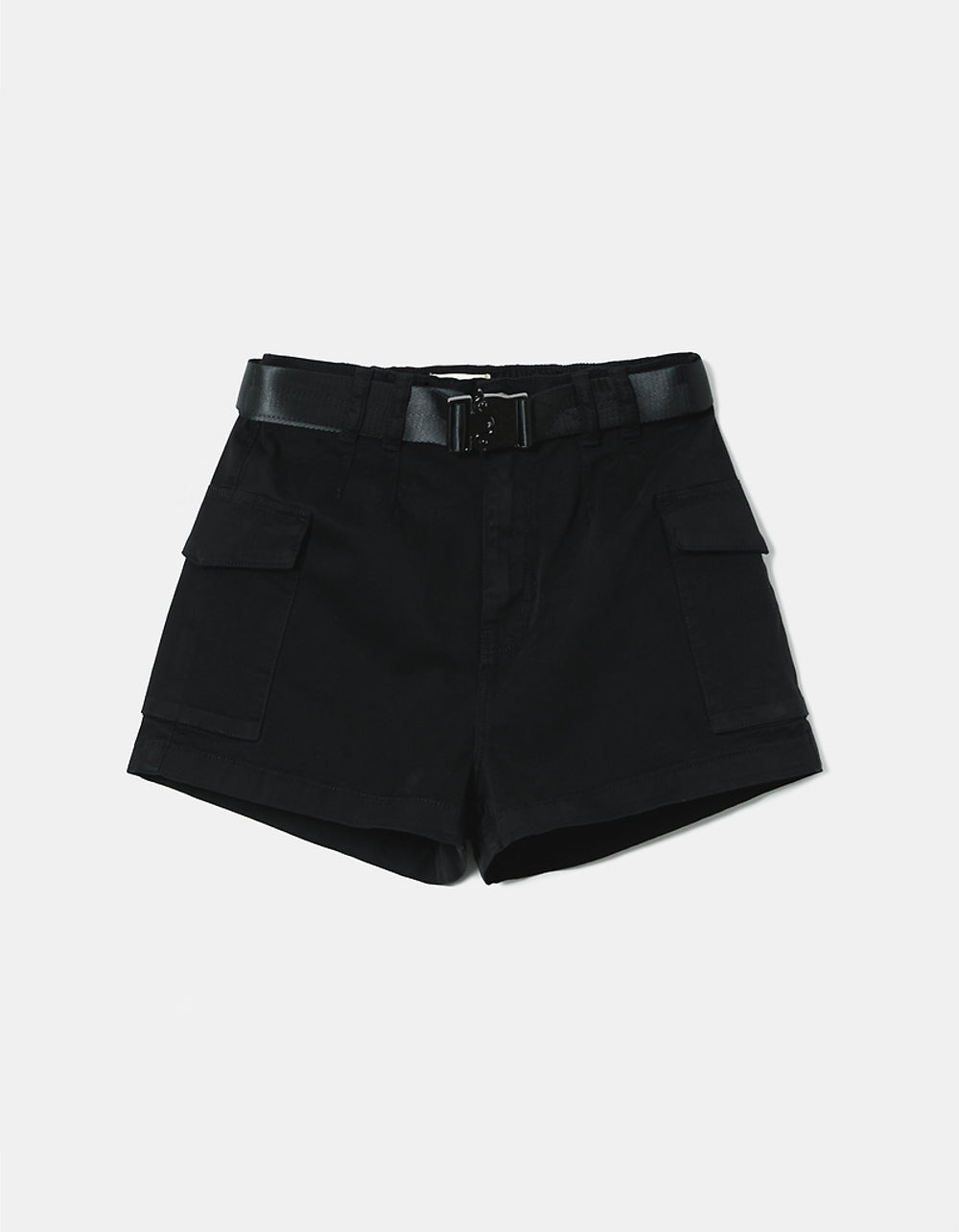 High Waist Belted Cargo Shorts | Black