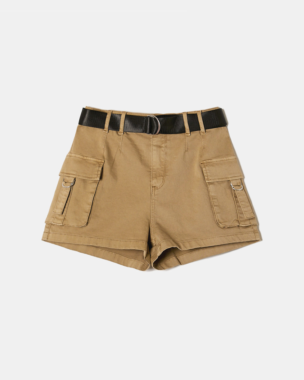 High Waist Belted Cargo Shorts | Beige