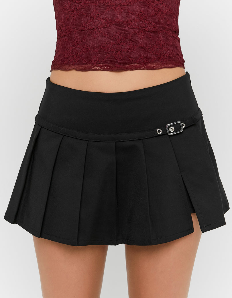 Pleated Mini Skort | Black
