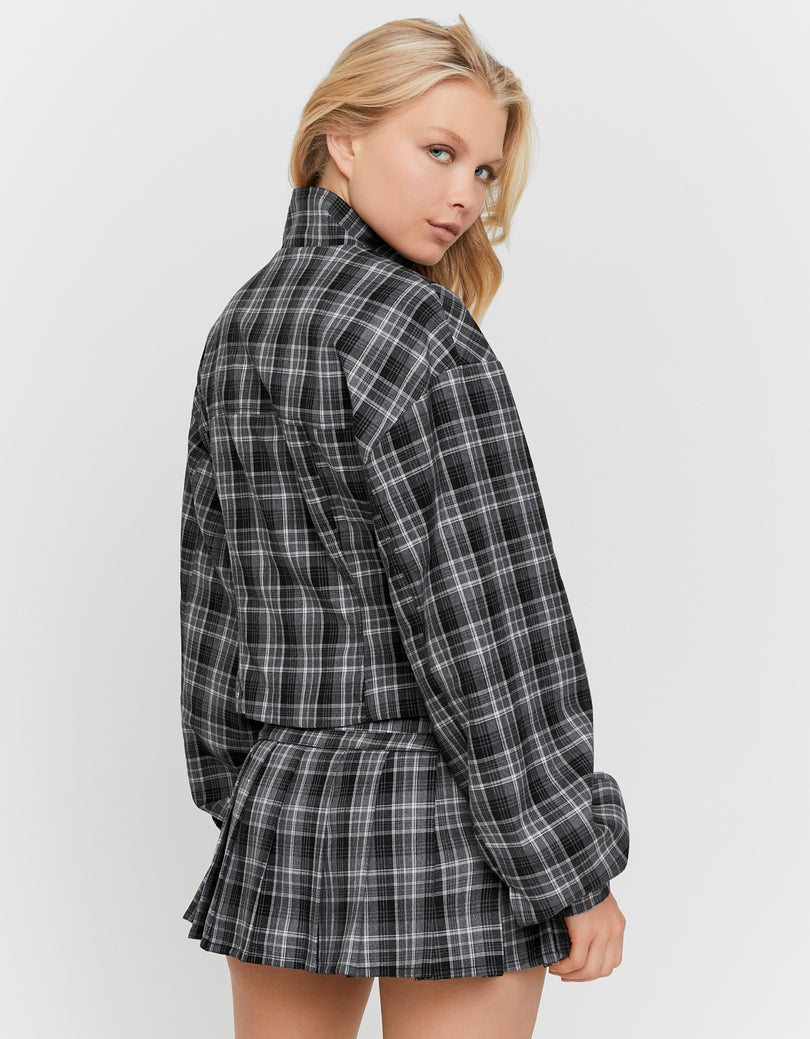 Pleated Mini Skort | Grey checked