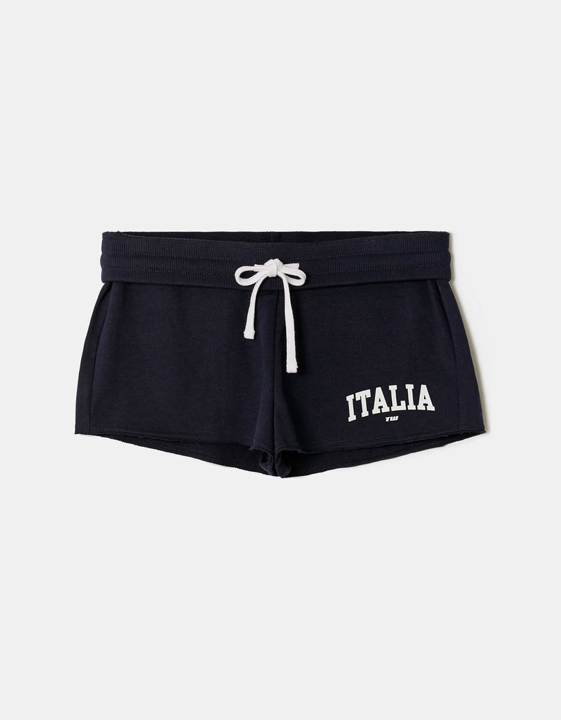 Sweat Mini Shorts with Print | Navy