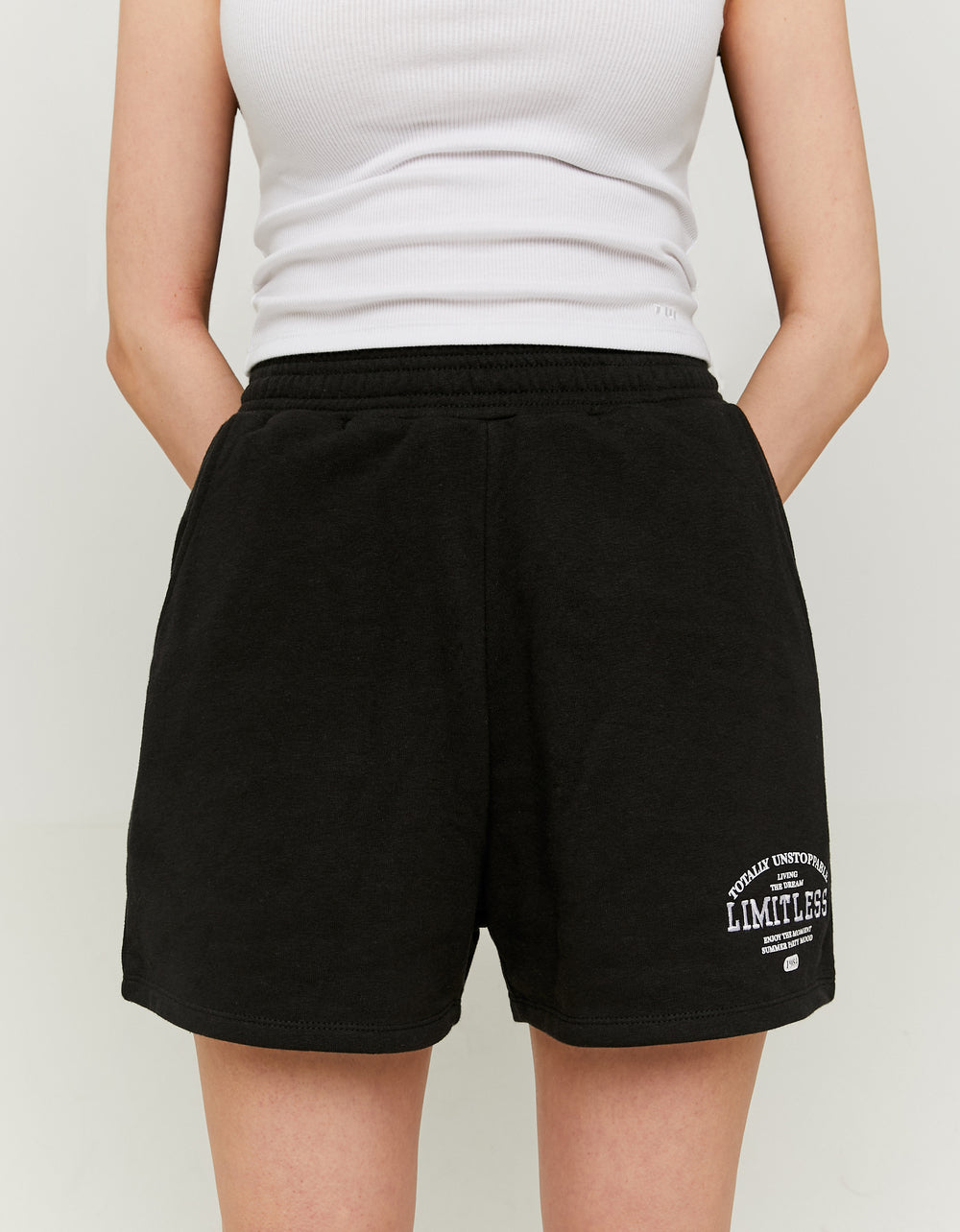 Printed Sweat Shorts | Black