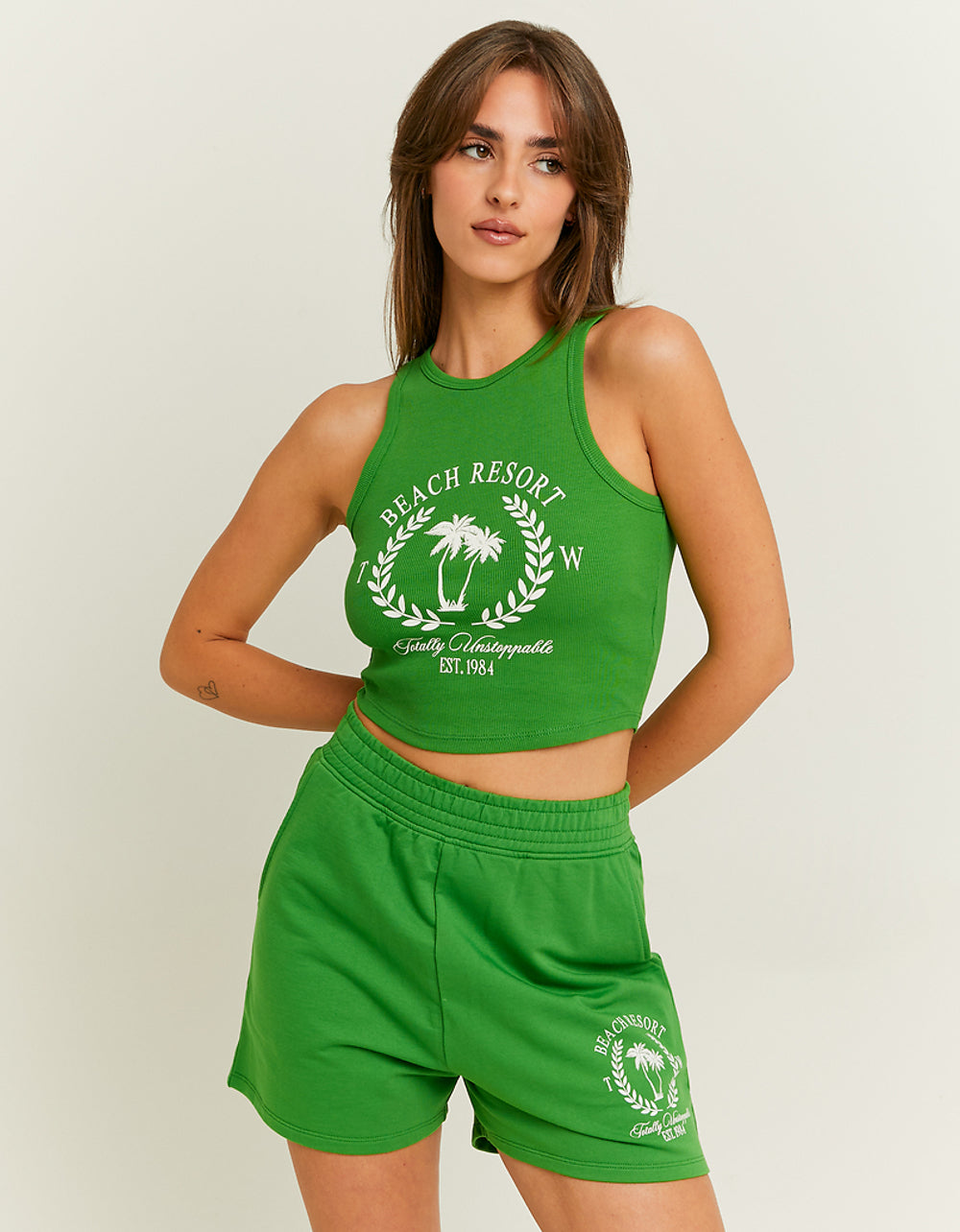 Printed Sweat Shorts | Green