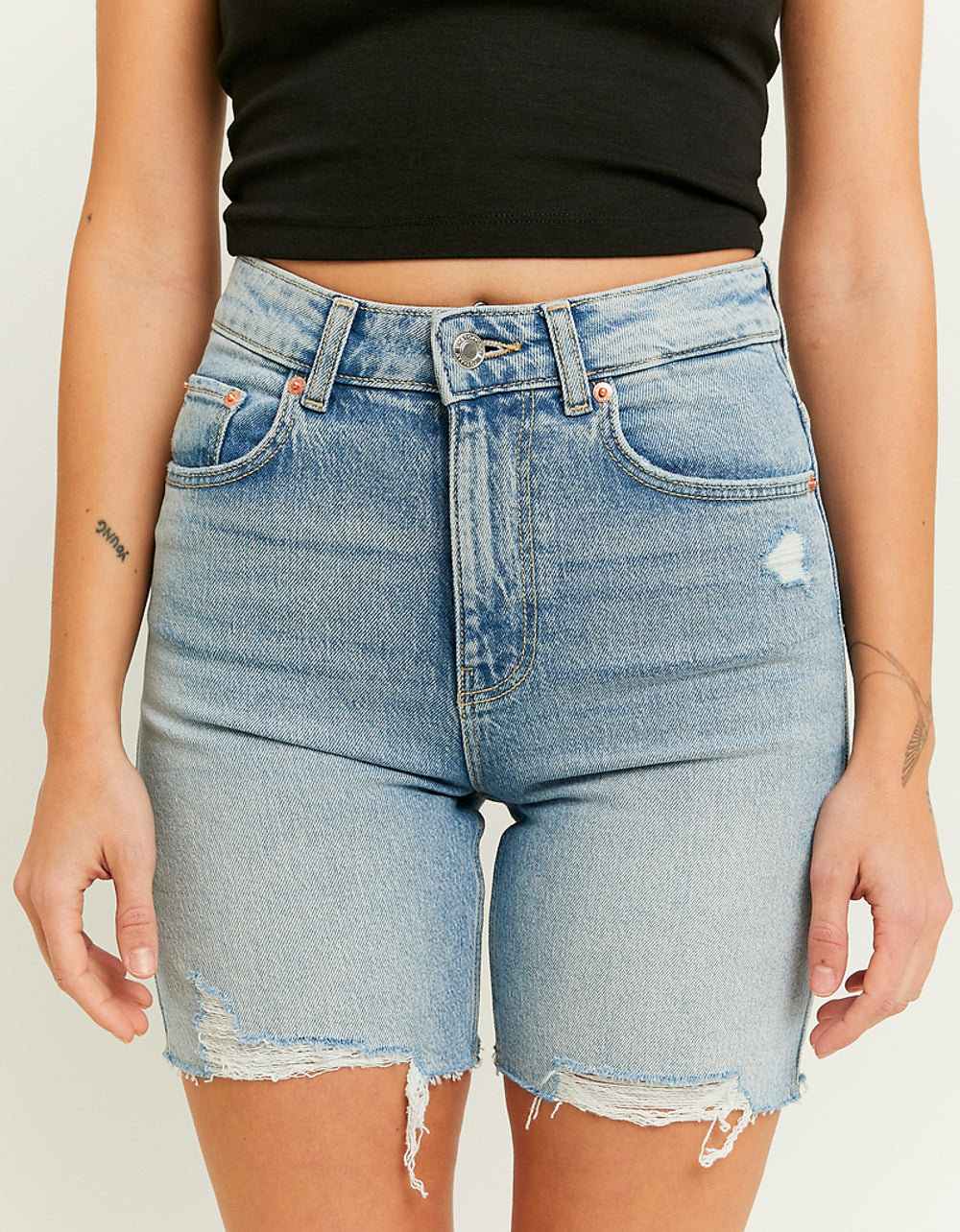 High Waist Bermuda Shorts | Blue