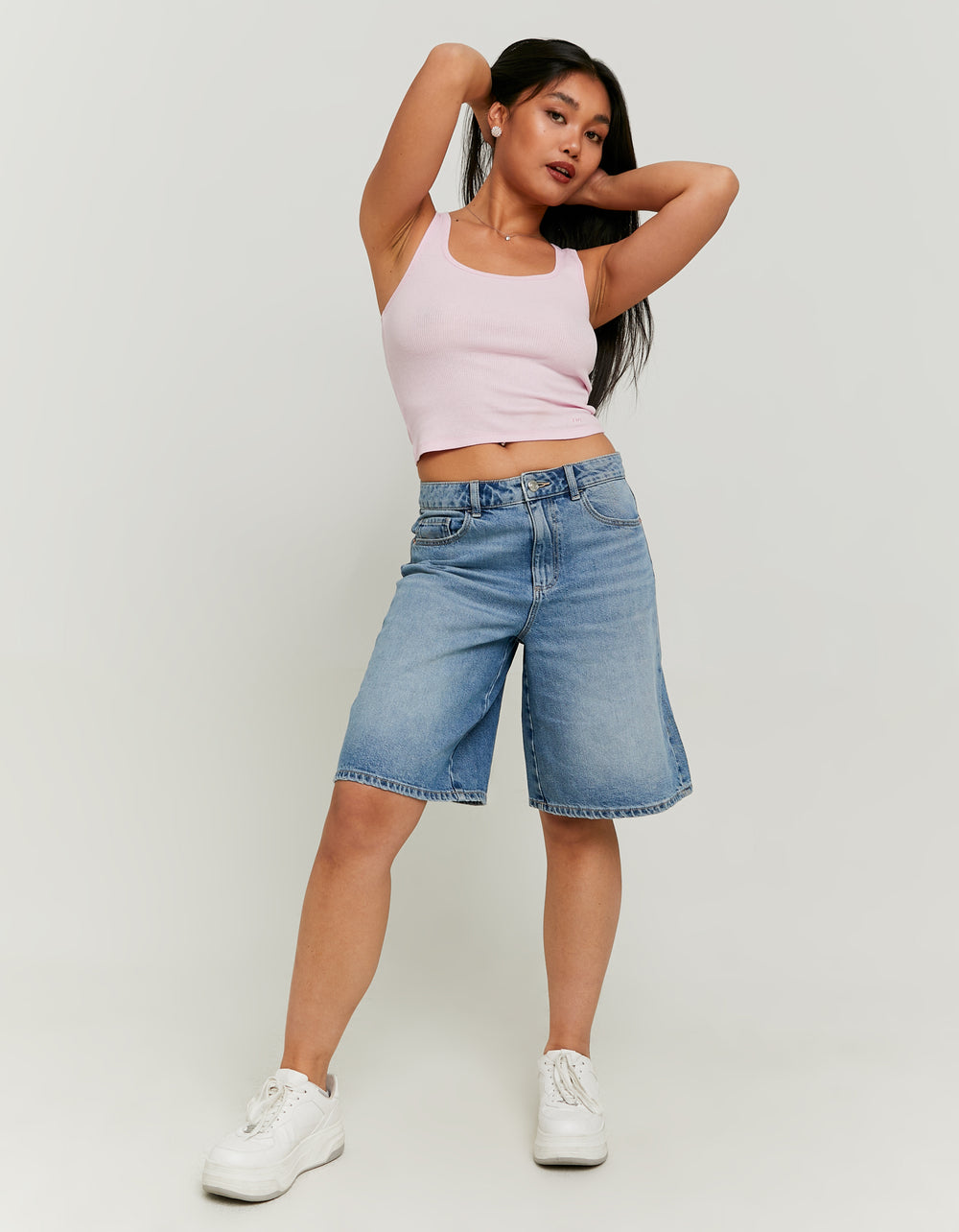 High Waist Wide Bermuda Shorts | Blue