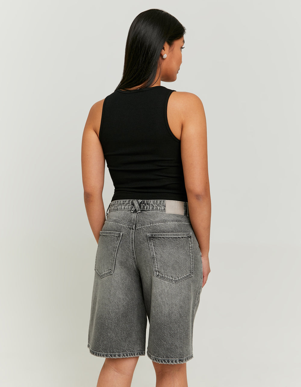 High Waist Wide Bermuda Shorts | Grey