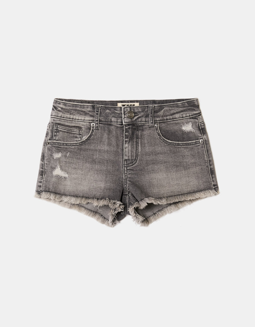 Mid Waist Mini Shorts | Grey Wash