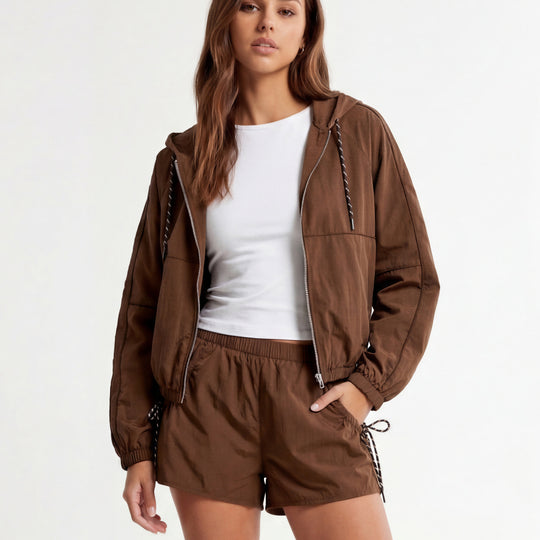 Mid Waist Mini Shorts | Brown