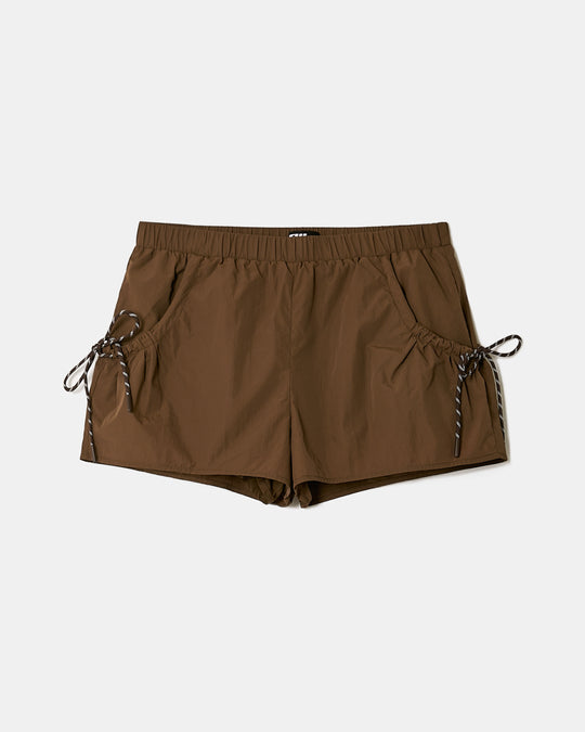 Mid Waist Mini Shorts | Brown