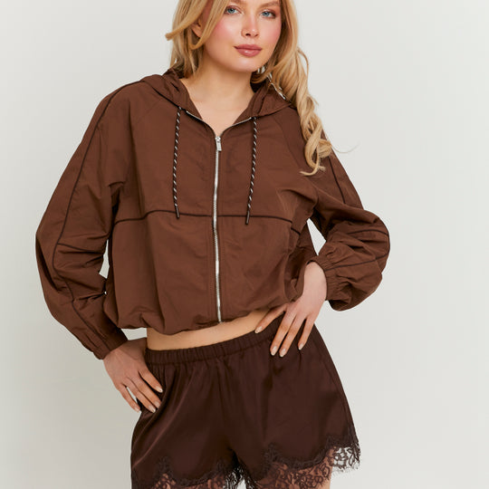 Shorts with Lace | Brown