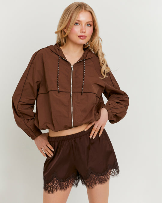 Shorts with Lace | Brown