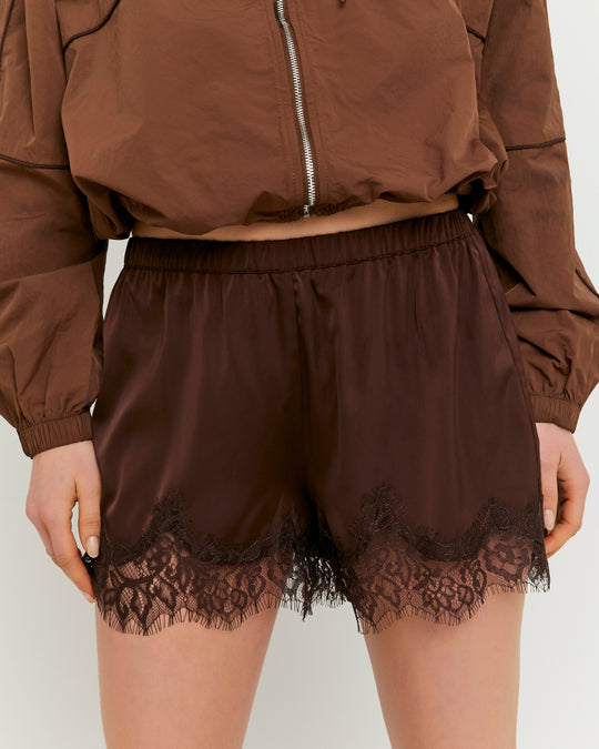 Shorts with Lace | Brown