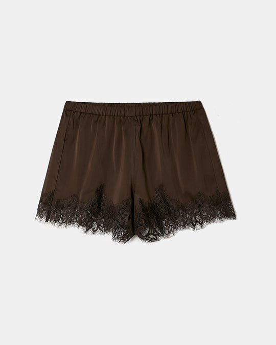 Shorts with Lace | Brown